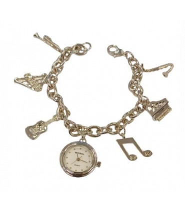 Imperial Ladies Girls Mini Dial with Hanging MUSICAL INSTRUMENT Charms on Bracelet Strap Watch Gift Set IMP756(AL) - CLEARANCE NEEDS RE-BATTERY