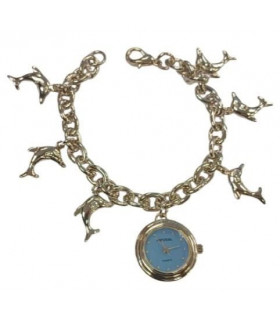 Imperial Ladies Girls Mini Dial with Hanging DOLPHIN Charms on Bracelet Strap Watch Gift Set IMP751(AL) - CLEARANCE NEEDS RE-BATTERY