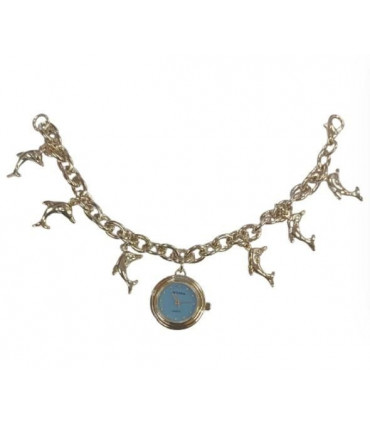 Imperial Ladies Girls Mini Dial with Hanging DOLPHIN Charms on Bracelet Strap Watch Gift Set IMP751(AL) - CLEARANCE NEEDS RE-BATTERY