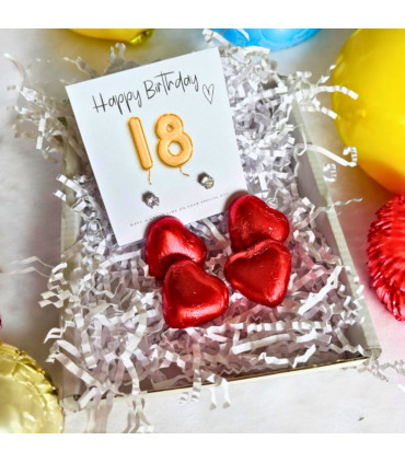 18th Birthday Cubic Zirconia Silver Earrings & Gold Balloons Mini Gift Hamper