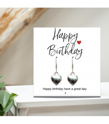 Happy Birthday Mini Gift Hamper with Silver Heart Earrings