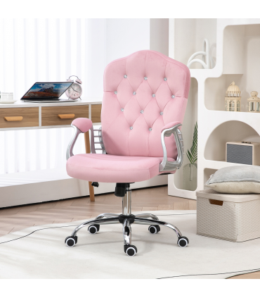Vinsetto Home Office Chair with Adjustable Height Tilt Function Pink