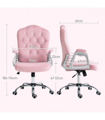 Vinsetto Home Office Chair with Adjustable Height Tilt Function Pink