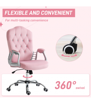 Vinsetto Home Office Chair with Adjustable Height Tilt Function Pink