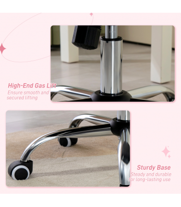 Vinsetto Home Office Chair with Adjustable Height Tilt Function Pink