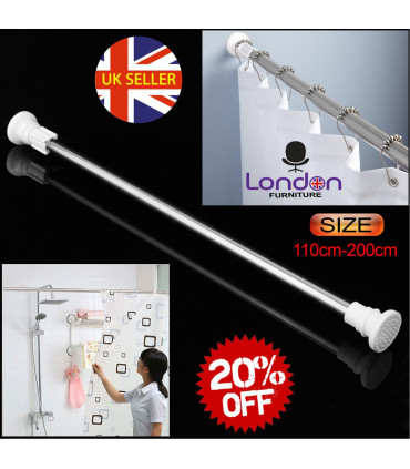 Heavy Duty Extendable Telescopic Shower Curtain Pole Rail Rod Bath Door Window