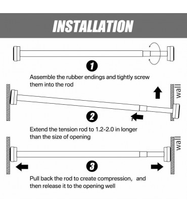 Heavy Duty Extendable Telescopic Shower Curtain Pole Rail Rod Bath Door Window