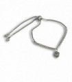 Cubic Zirconia Heart Charm on Fine Silver Diamante Slider Bracelet