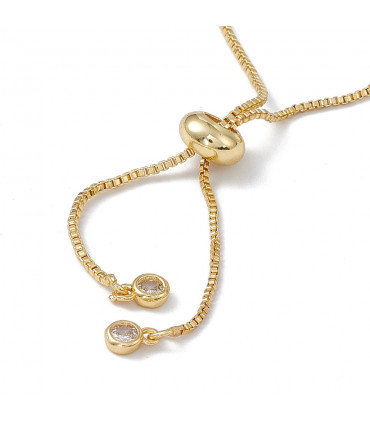 Cubic Zirconia Heart Charm on Fine Gold Diamante Slider Bracelet
