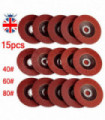 15pcs FLAP GRINDING SANDING DISCS 115mm 4.5" 40 60 80 GRIT ANGLE WHEEL DISCS