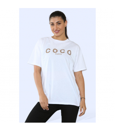 Ladies Coco Paris  Printed Short Sleeve T-Shirt Top