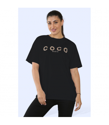 Ladies Coco Paris  Printed Short Sleeve T-Shirt Top