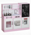 AIYAPLAY Play Kitchen, Pretend Toy Kitchen w/ Toy Phone, Chalkboard, Sink