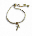 Gold Cross Charm on Fine Diamante Slider Bracelet