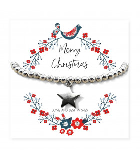 Christmas Star Beaded Bracelet & Gift Card