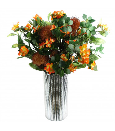 60cm Flower Foliage Spray - Orange