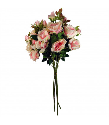 80cm Artificial Pink Rose Stem - 3 flowers