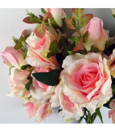 80cm Artificial Pink Rose Stem - 3 flowers