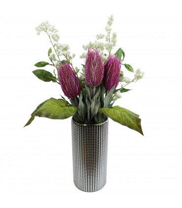 75cm Banksia Menziesii Pink Flower Stem Artificial