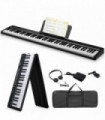 Glarry GPP-106 88 Key Folding Piano Semi-Weighted Standard Keyboards Digital Piano with MIDI Bluetooth, Handbag，Headphone，for Piano Lover Black color