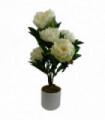 55cm Artificial White Peony Plant