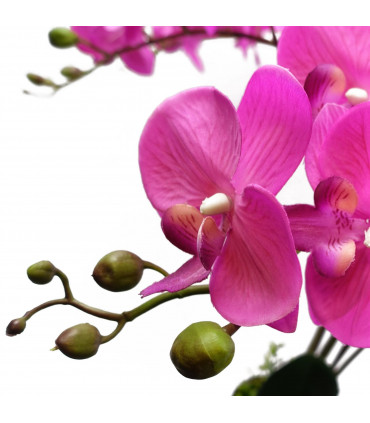 85cm Artificial Deluxe Bush Orchid - Dark Pink with Black Pot