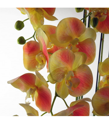 110cm Large Yellow Peach Orchid Plant - Artifcial - 41 REAL TOUCH flowers