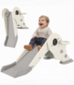 AIYAPLAY 3 in1 Kids Slide with Basketball Hoop, Climber, Cream White
