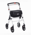 HOMCOM Folding Upright Rollator Walker with Storage Bag, Tray, White