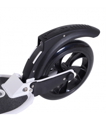 HOMCOM Folding Kick Scooter Teens Adult Ride On Adjustable 2 Big Wheels White