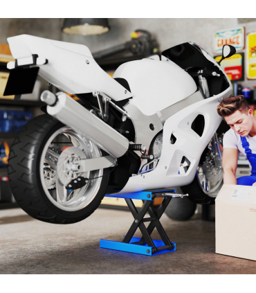 DURHAND 500KG Steel Motorbike Repair Lift X Frame Adjustment Jack, Blue