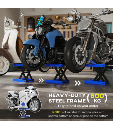 DURHAND 500KG Steel Motorbike Repair Lift X Frame Adjustment Jack, Blue