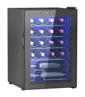 Freestanding Wine Cooler Fridge with Glass Door, 20 Bottle, LED Light