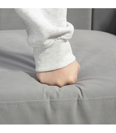 HOMCOM Velvet-Look Shell Shaped Chair with Thick Padded Seat, Grey