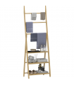 HOMCOM 3-Tier Folding Bamboo Bathroom Storage Shelving Unit with Towel Bars