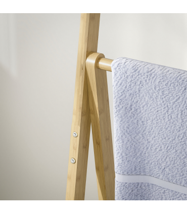 HOMCOM 3-Tier Folding Bamboo Bathroom Storage Shelving Unit with Towel Bars