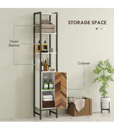 HOMCOM Tall Bathroom Storage Cabinet with 3 Shelves, 30 x 30 x 170 cm, White