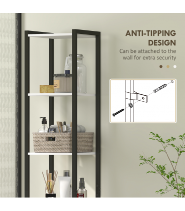 HOMCOM Tall Bathroom Storage Cabinet with 3 Shelves, 30 x 30 x 170 cm, White