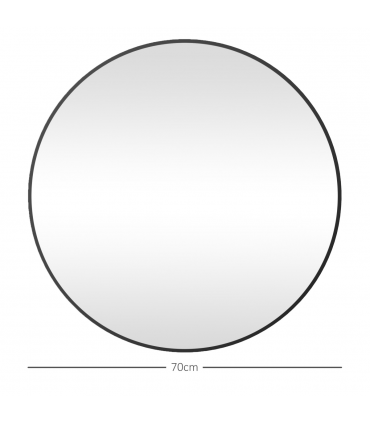 HOMCOM Round Bathroom Mirror, Modern Wall Mirror with Steel Frame, Black