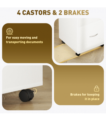 HOMCOM Pedestal Office Mobile Filing Cabinet 2 Drawer White