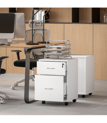 HOMCOM Pedestal Office Mobile Filing Cabinet 2 Drawer White