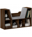HOMCOM Cube Bookshelf Organizer with Reading Seat, Six Cubes, Chestnut