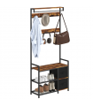 HOMCOM Coat Rack with Drawer, 4-in-1 Hall Tree with Coat Stand, Rustic Brown
