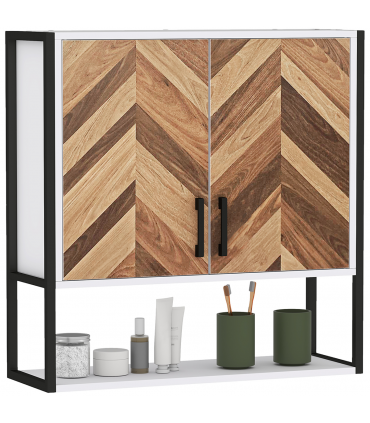 HOMCOM Bathroom Cabinet Wall Mounted Over the Toilet with 2 Doors, Walnut