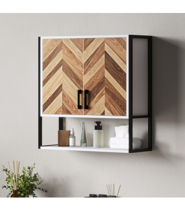 HOMCOM Bathroom Cabinet Wall Mounted Over the Toilet with 2 Doors, Walnut