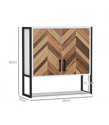 HOMCOM Bathroom Cabinet Wall Mounted Over the Toilet with 2 Doors, Walnut