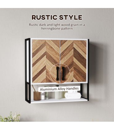 HOMCOM Bathroom Cabinet Wall Mounted Over the Toilet with 2 Doors, Walnut