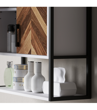 HOMCOM Bathroom Cabinet Wall Mounted Over the Toilet with 2 Doors, Walnut