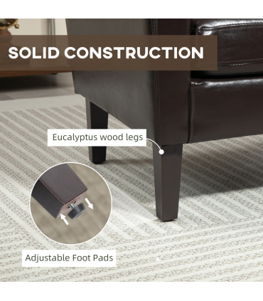 HOMCOM Armchair Accent Chair with Eucalyptus Wood Legs for Bedroom Brown