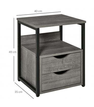 HOMCOM End Table Bedside Desk Slim Storage Cabinet with Shelf Grey